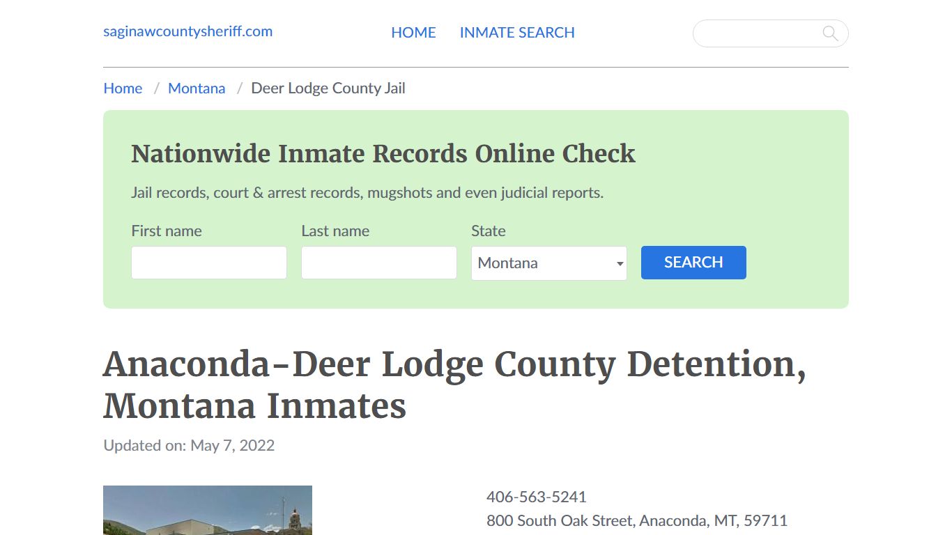 Anaconda-Deer Lodge County Detention, Montana Jail Roster